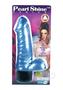 Pearl Shine Vibrating Dildo With Balls 5.5 In - Blue