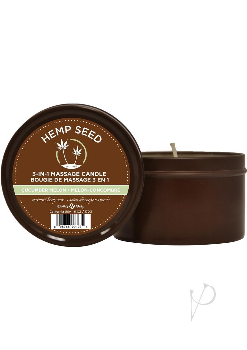 Earthly Body Hemp Seed 3 In 1 Massage Candle - Cucumber Melon 6oz
