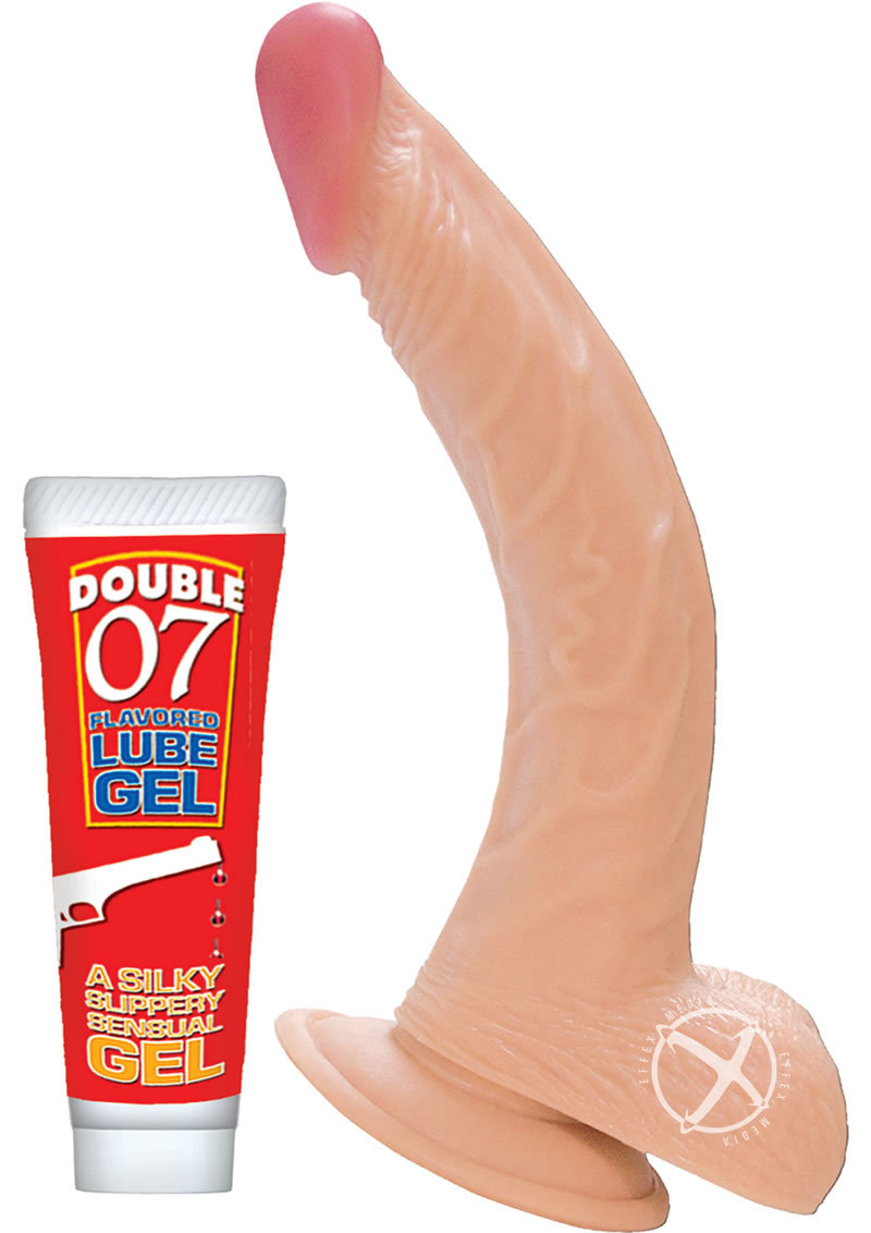 All American Whoppers Curve Dildo With Balls 8in - Vanilla