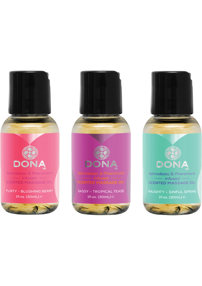 Dona Let Me Touch You Aphrodisiac And Pheromone Infused Massage Oil Gift Set (3 Bottles Each 1oz)