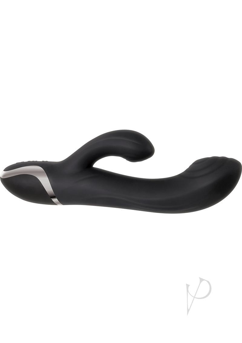 Extreme Rumble Rabbit Rechargeable Silicone Dual Vibrator - Black
