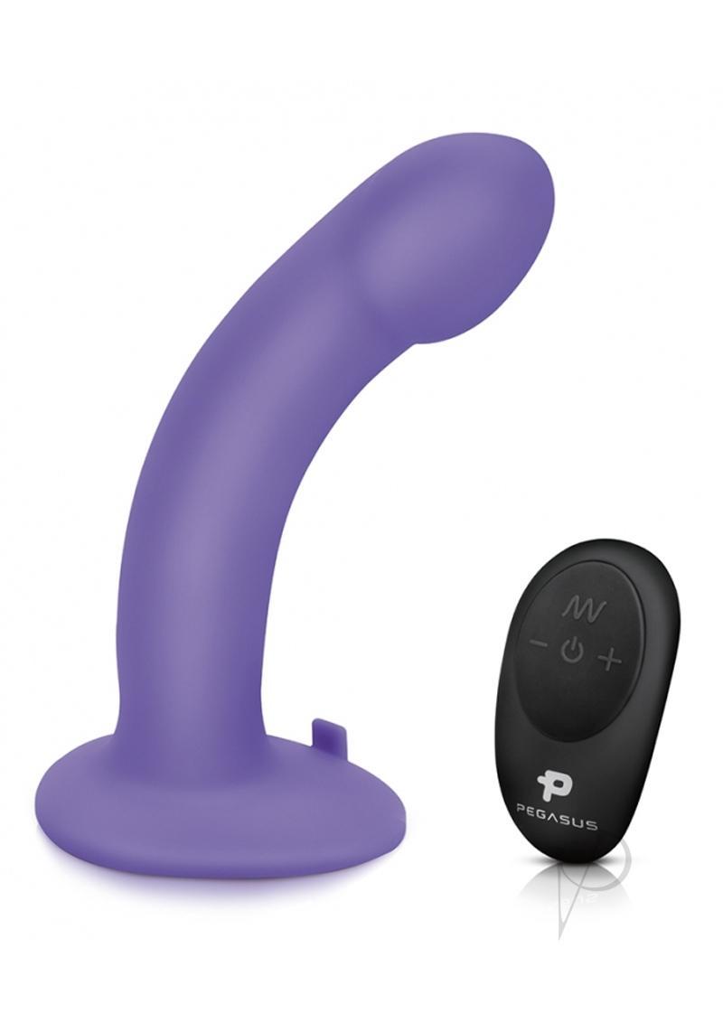 Pegasus Curved Realistic Peg Silicone Rechargeable Dildo With Remote Control 6in -  Purple