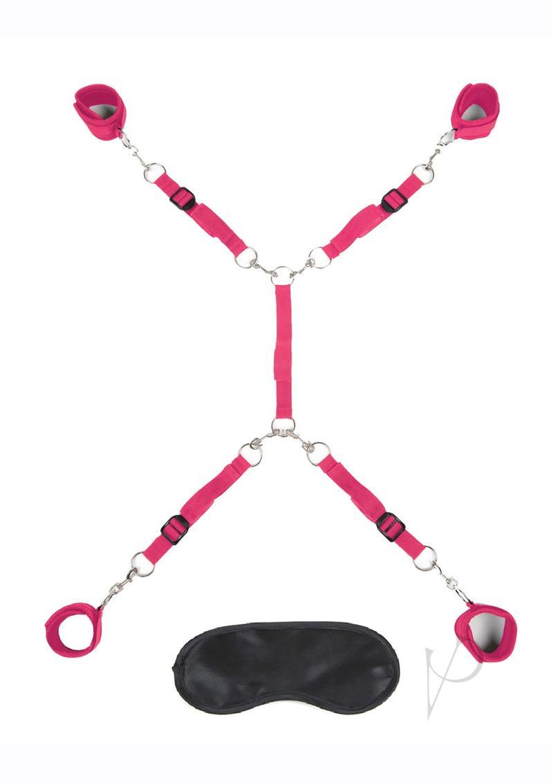 Lux Fetish Bed Spreader Kit 7 Piece - Hot Pink